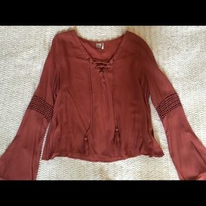 Burnt orange long sleeve blouse